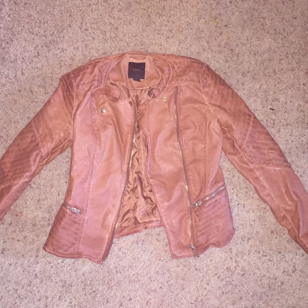 brown leather jacket